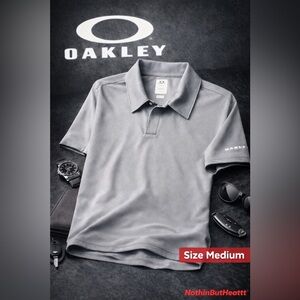 Oakley Mens Performance Polo Shirt Gray Regular Fit SizeMedium Golf Athletic Top